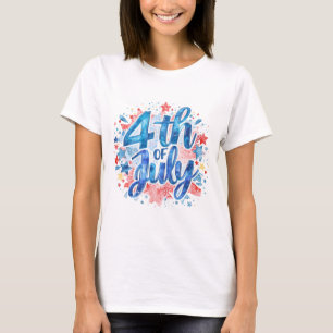 Women's Watercolor 4th of July Patriotic T-Shirt