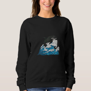 Womens Waves Ocean Animal  Orca  Killer Whale V Ne Sweatshirt