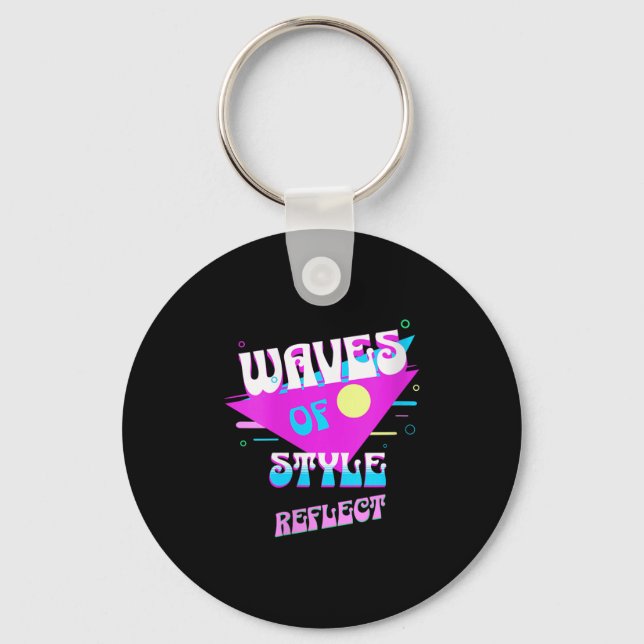 Womens Waves Of Style Reflect Retro Aesthetic Mood Key Ring (Front)
