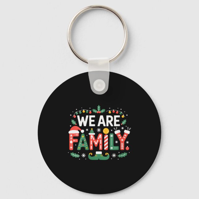 Womens We Are Family Christmas 2025 Pajamas Funny  Key Ring (Front)