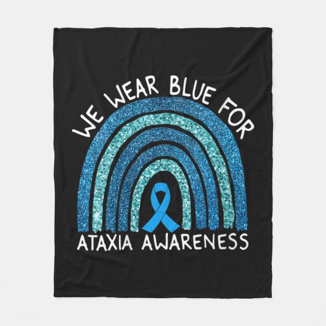 Womens We Wear Blue For Ataxia Awareness Rainbow G Fleece Blanket (Front)