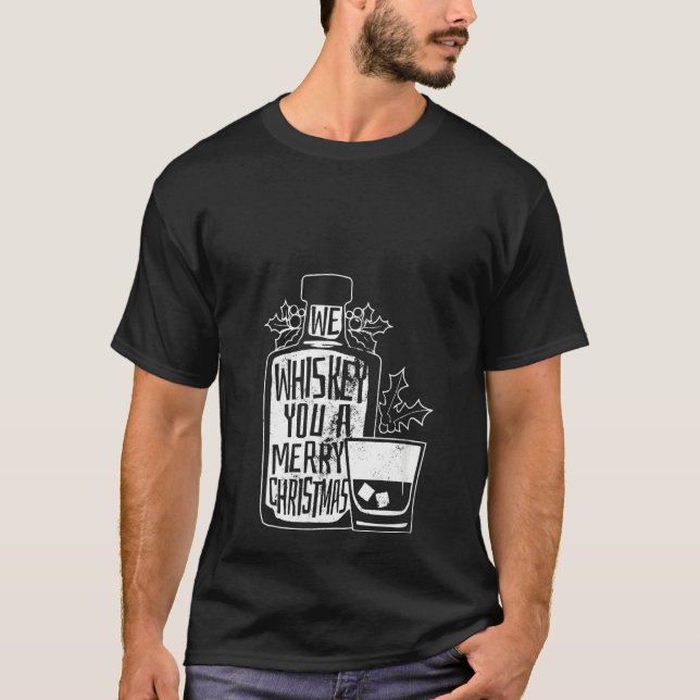 Womens We Whiskey You A Merry Christmas V-Neck T-Shirt (Front)