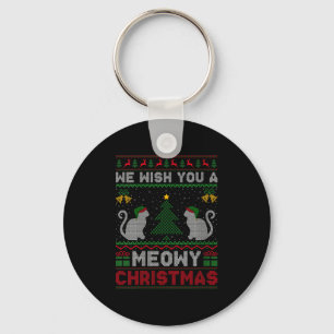 Womens We Wish You A Meowy Catmas Ugly Christmas S Key Ring