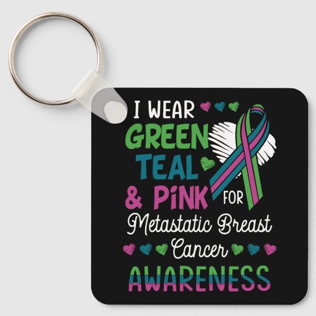 Womens Wear Green Teal Pink For Metastatic Breast  Key Ring (Front)