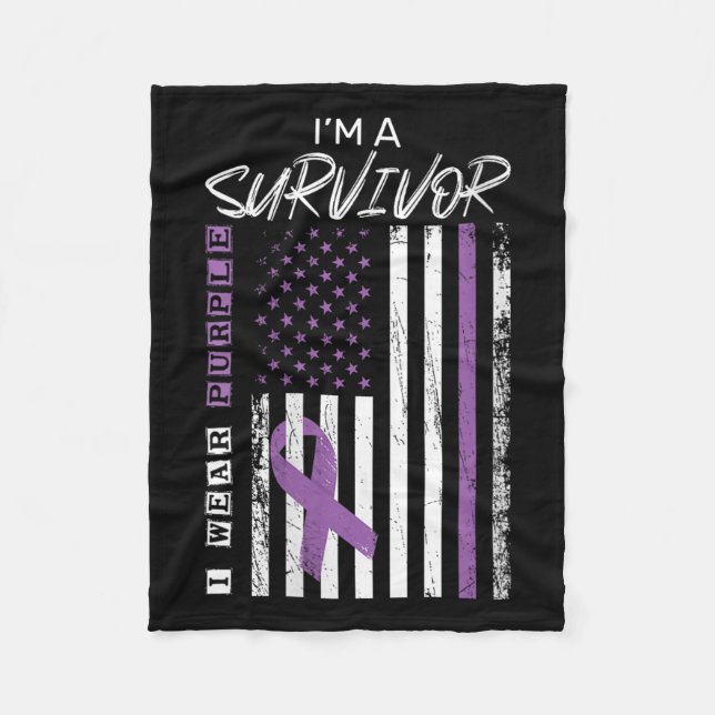 Womens Wear Purple Pancreatic Cancer Survivor Gift Fleece Blanket (Front)
