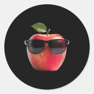Womens Wearing Sungles Funny Fruit Costume Graphic Classic Round Sticker