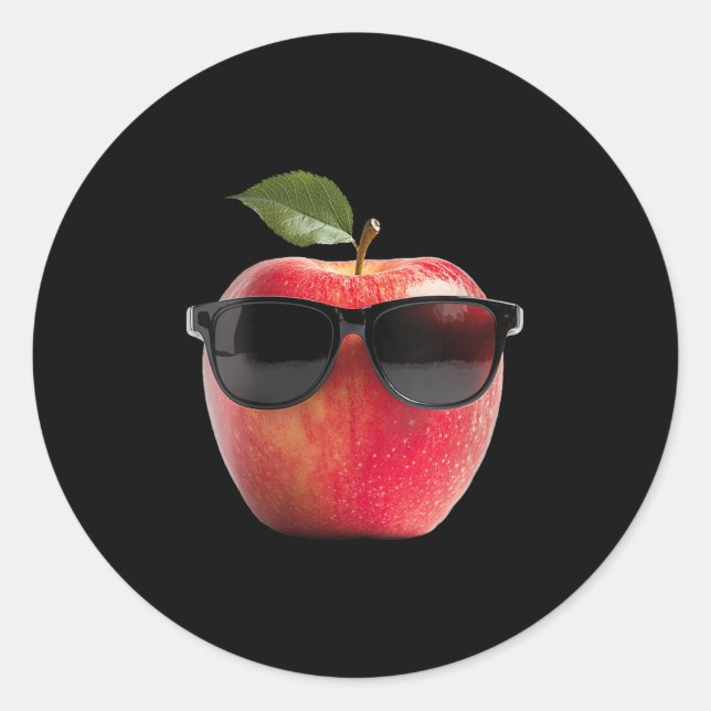 Womens Wearing Sungles Funny Fruit Costume Graphic Classic Round Sticker (Front)