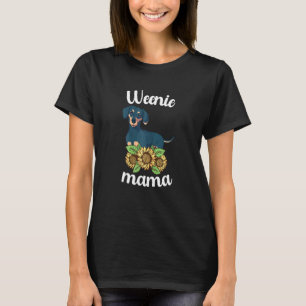 Womens Weenie Mama Sunflower Dachshund Weiner Dog T-Shirt