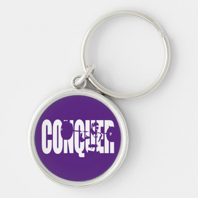 Women's Weightlifting Motivation - CONQUER Key Ring (Front)