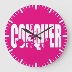 Women's Weightlifting Motivation - CONQUER Large Clock