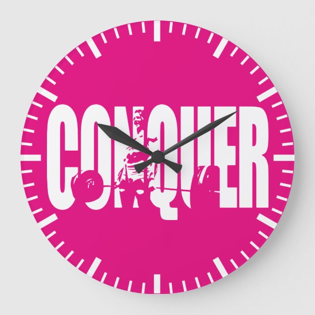 Women's Weightlifting Motivation - CONQUER Large Clock (Front)