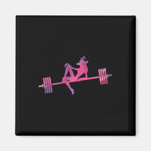 Womens Weightlifting Witch Halloween Gym Working O Magnet