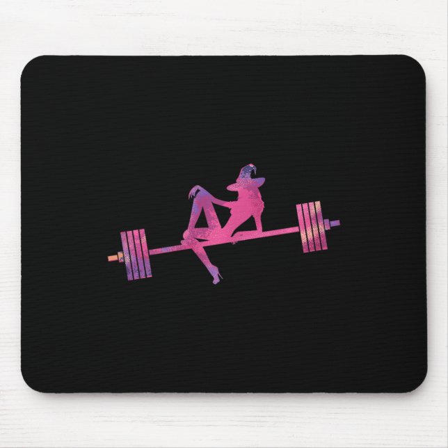 Womens Weightlifting Witch Halloween Gym Working O Mouse Mat (Front)