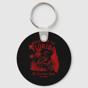 Womens Welcome to Florida Vintage Travel Art with Key Ring