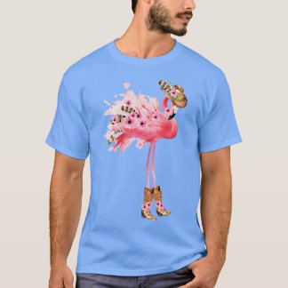 Womens Western Boho Cowgirl Flamingo Print VNeck  T-Shirt