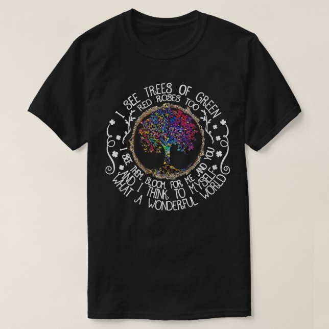 Womens What A Wonderful World White Tet Design Mus T-Shirt (Design Front)
