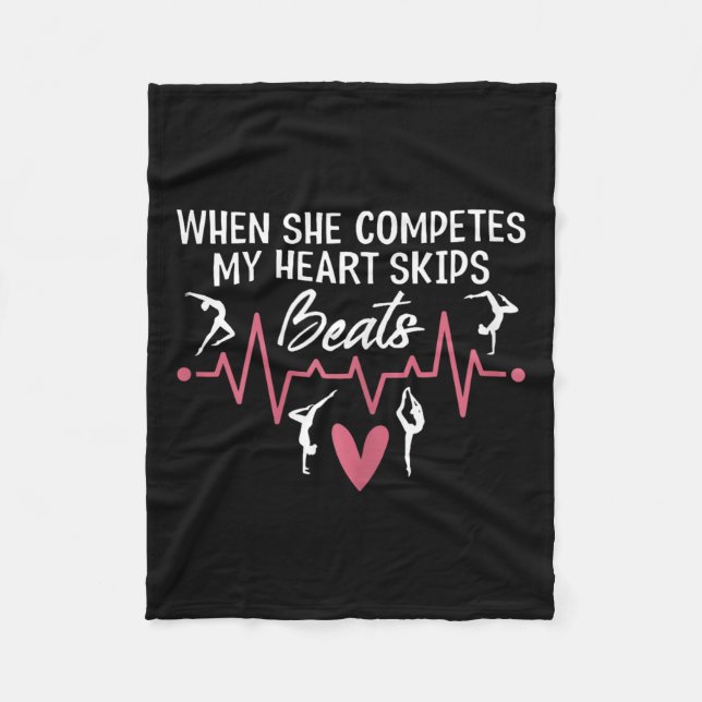 Womens When She Competes My Heart Skips Beats Prou Fleece Blanket (Front)