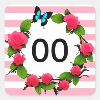 Womens Whimsical Rose 18th 21st 30th 40th Birthday Square Sticker