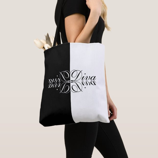 Womens white butterfly diva tote bag (Close Up)