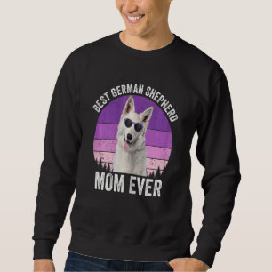 Womens White German Shepherd Mum Vintage Dog  Owne Sweatshirt