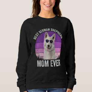 Womens White German Shepherd Mum Vintage Dog Owne Sweatshirt