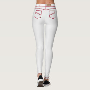 Women's White Jeans With Red Stripe "MIGNED" Leggings
