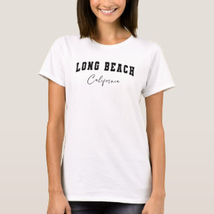 Women's White Long Beach, California T-Shirt