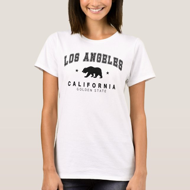 Women's White Los Angeles - Grizzly Bear Design  T-Shirt (Front)