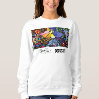 Women's White Mural Crew Neck Sweatshirt