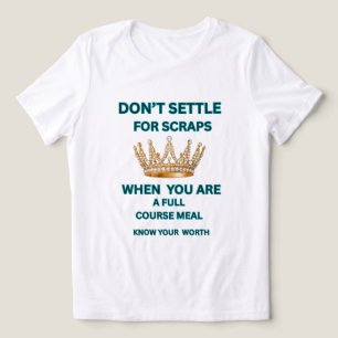 WOMEN'S WHITE TEAL MOTIVATIONAL DON'T SETTLE QUEEN Tri-Blend SHIRT