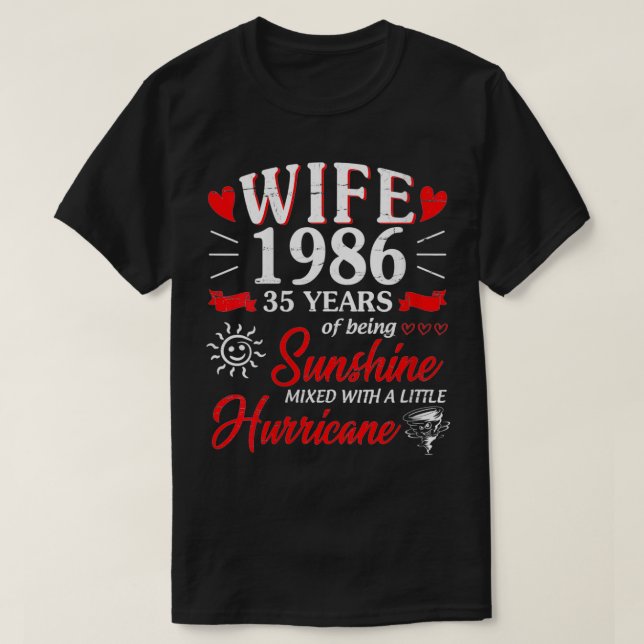 Womens Wife 1986 35 Years Of Being Sunshine Mied L T-Shirt (Design Front)