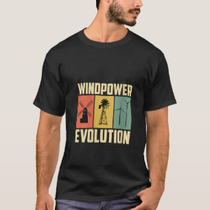 Womens WIND POWER EVOLUTION Retro Funny Green Ener T-Shirt