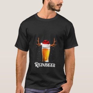 Womens Winedeer Reinbeer Santa Hat Reindeer Couple T-Shirt