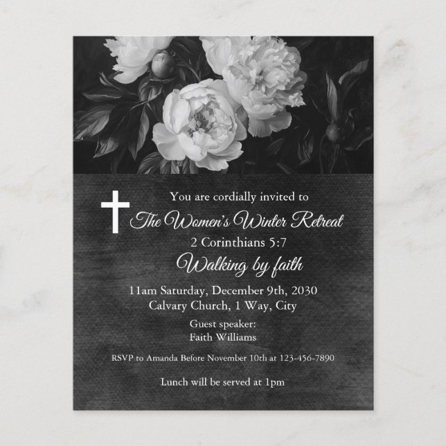 Women's Winter Retreat White Floral Church Flyer (Front)