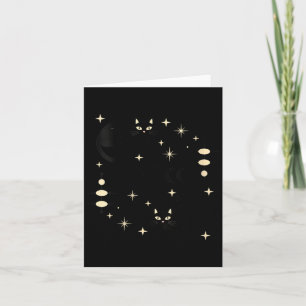 Womens Witchy Moon Phases Cat Celestial Black Cat Card