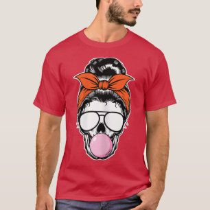 Womens Woman Skeleton Bubble Gum Lazy Halloween Co T-Shirt