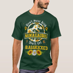 Womens Women Sunflower Mamasaurus Dinosaur T Re Mo T-Shirt