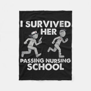 Womens Women Survived Her Nursing School Graduatio Fleece Blanket