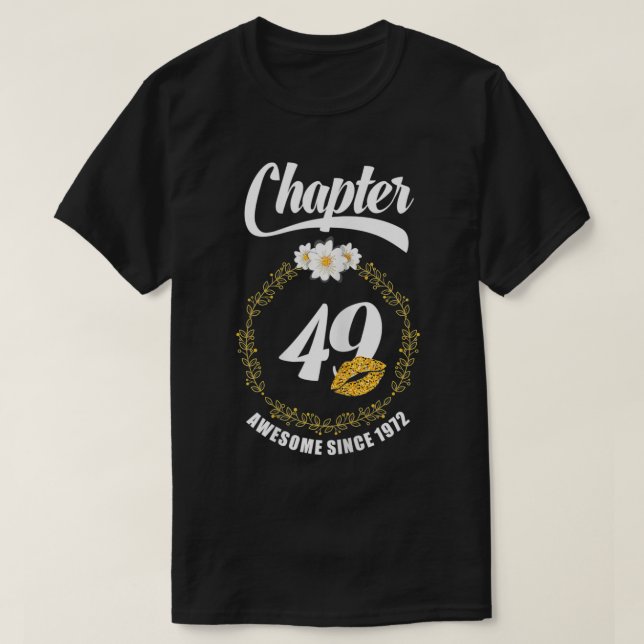 Womens Womens 49th Birthday Lips 1972  Chapter 49  T-Shirt (Design Front)