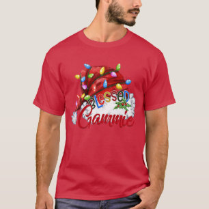 Womens Womens Blessed Gammie Santa Hat  Christmas  T-Shirt