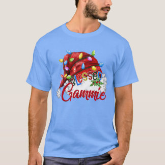 Womens Womens Blessed Gammie Santa Hat Xmas Light T-Shirt
