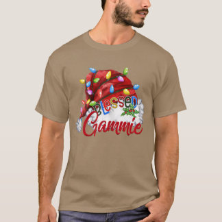 Womens Womens Blessed Gammie Santa Hat Xmas Light T-Shirt