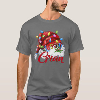 Womens Womens Blessed Gran Santa Hat Xmas Light T-Shirt