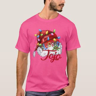 Womens Womens Blessed Jojo Santa Hat Xmas Light77 T-Shirt