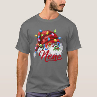 Womens Womens Blessed Nene Santa Hat Xmas Light85 T-Shirt