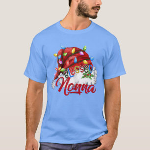 Womens Womens Blessed Nonna Santa Hat  Xmas Light  T-Shirt