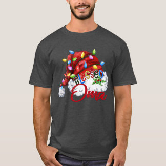 Womens Womens Blessed Oma Santa Hat  Xmas Light  T-Shirt