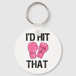 Womens Womens Kickboxing Shirt Funny I'd Hit That Key Ring