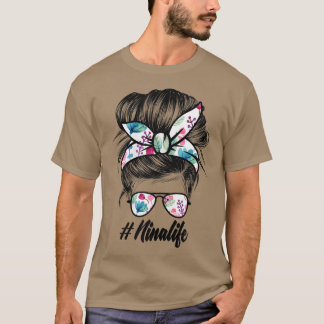Womens Womens Ph Cute Floral Messy Bun Nina Life M T-Shirt