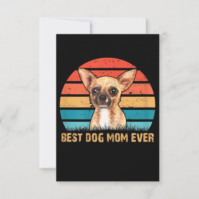 Womens Womens Quote Best Dog Mum Ever Chihuahua RSVP Card (Front)